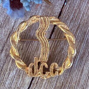 Vintage DCC brooch Gold Tone Circle Waterfall Pin